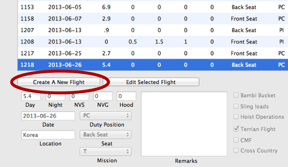 Click Create A New Flight Button